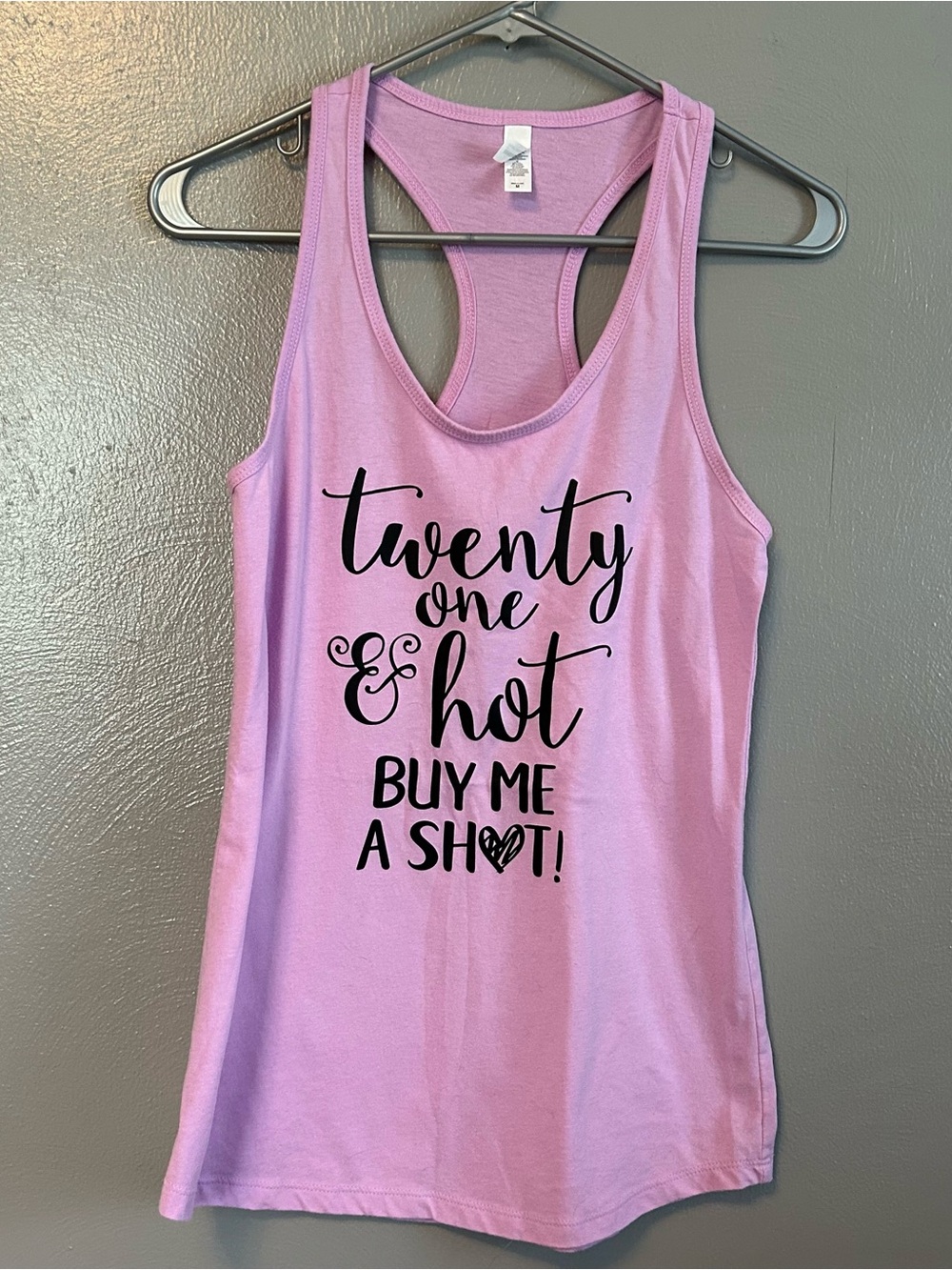 Next Level Apparel Pink Racerback Tank with 'twenty one & hot' Graphic